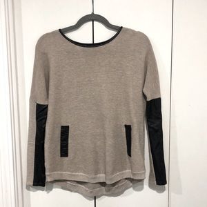Sweater with faux leather accents